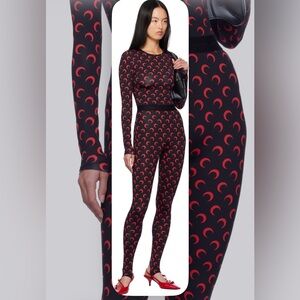 Marine Serre Black & Red Jersey Moon Top